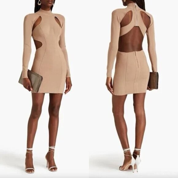 herve leger ottoman mini dress Herve Leger Ottoman Cut Out Mini Dress